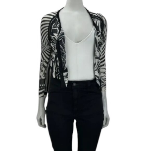 Versace pink and cream tropical button down cardigan sweater size 40 - Picture 15 of 16